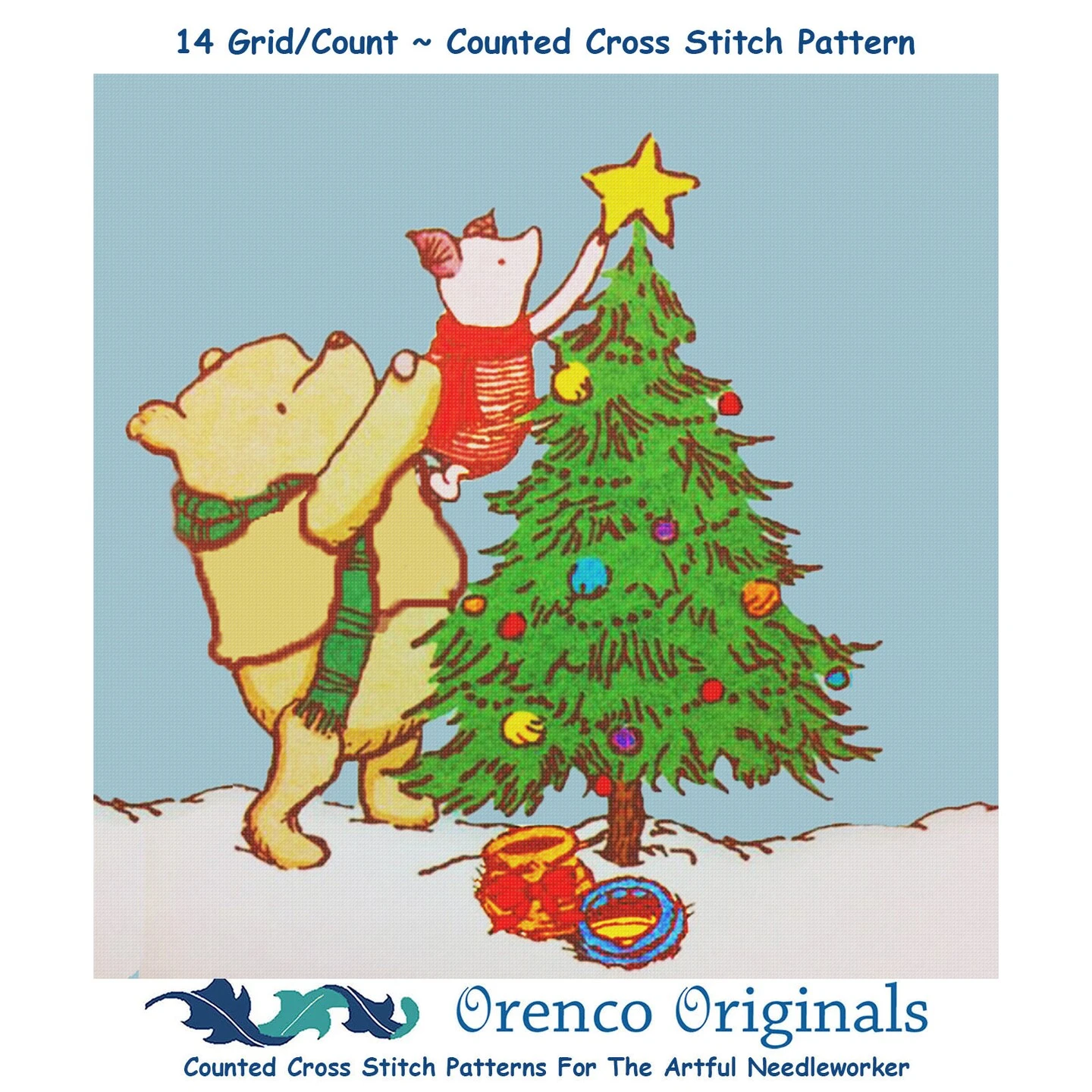 Pooh Bear Piglet Decorate The Christmas Tree Counted Cross Stitch Pattern 15 Pooh Bear Piglet Decorate The Christmas Tree Counted Cross Stitch Pattern - Image 13