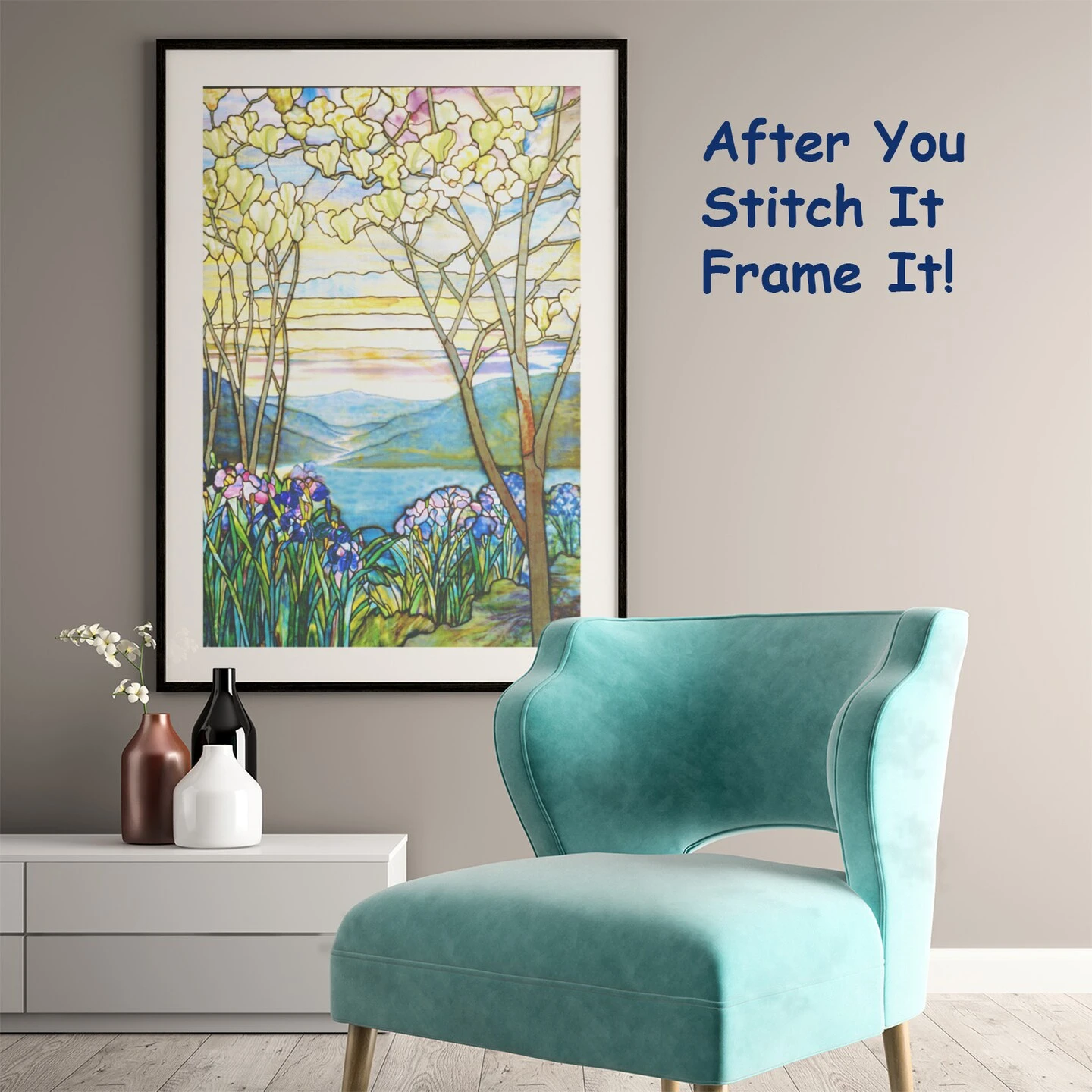 Iris Flowers And Magnolia Trees Inspired By Louis Comfort Tiffany Counted Cross Stitch Pattern 10 Iris Flowers And Magnolia Trees Inspired By Louis Comfort Tiffany Counted Cross Stitch Pattern - Image 8