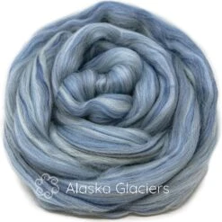 Merino Bamboo Blend Wool Fiber. Soft Combed Top Roving For Spinning & Felting. Alaska Glaciers