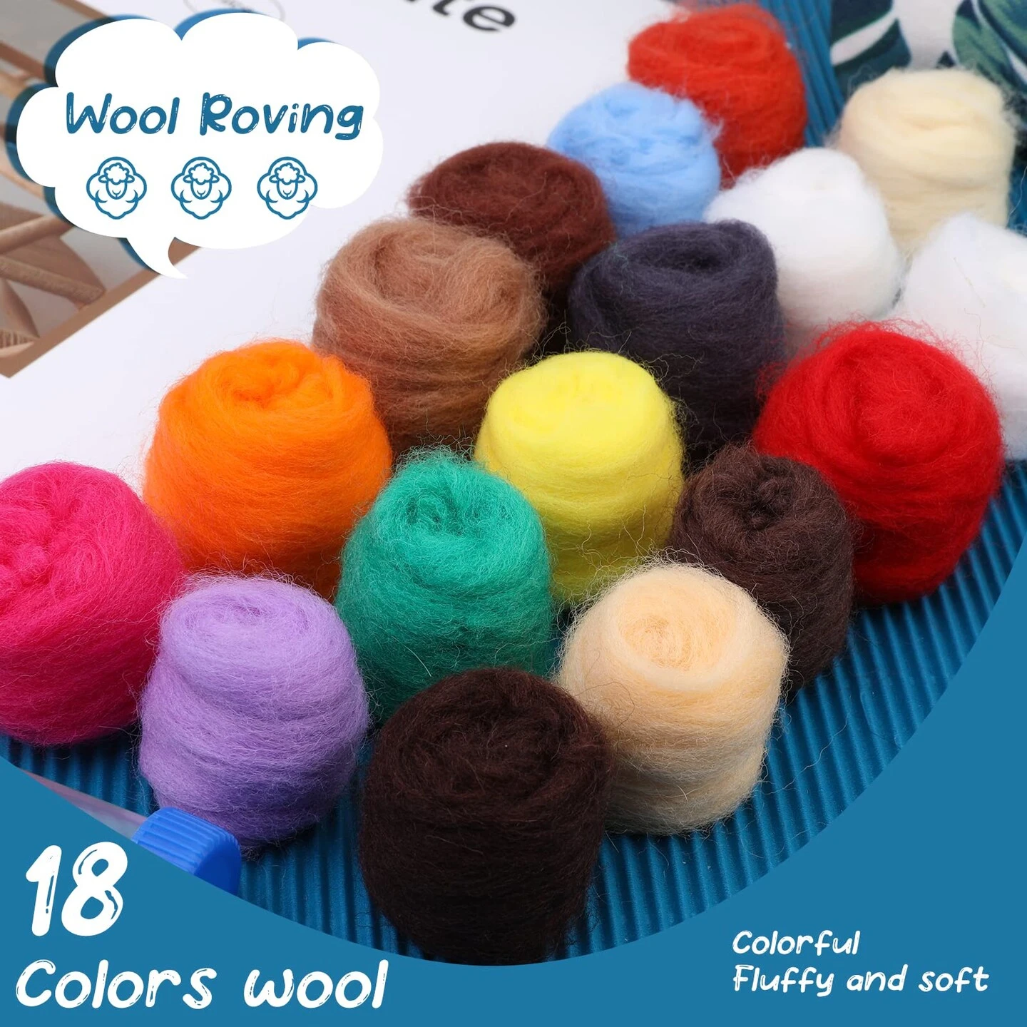Needle Felting Kit, Needle Felting Starter Kit With Exquisite Green Storage Bag, Wool Roving 18 Colors Set, Needle Wool Felting Tools Kit, Wool Felt Tools For Felted Animal Needle Felting Supplies 20 Needle Felting Kit, Needle Felting Starter Kit With Exquisite Green Storage Bag, Wool Roving 18 Colors Set, Needle Wool Felting Tools Kit, Wool Felt Tools For Felted Animal Needle Felting Supplies - Image 18