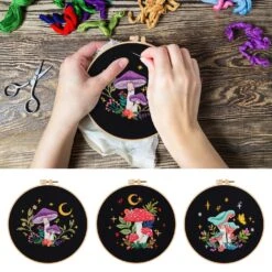 Nuberlic 3 Pack Embroidery Kit For Beginner Adults, Stamped Cross Stitch With Mushroom Patterns Include 3 Hoop, Cloth Thread Needles And Instructions 22 Nuberlic 3 Pack Embroidery Kit For Beginner Adults, Stamped Cross Stitch With Mushroom Patterns Include 3 Hoop, Cloth Thread Needles And Instructions -Michaels Stores 489735983765552
