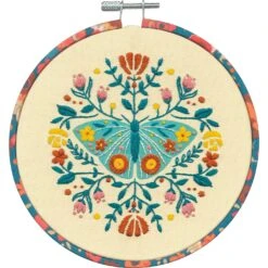 Dimensions 72-76313 Floral Moth Needlepoint Embroidery Kit For Adults, 6" D, Multicolor, 5pcs -Michaels Stores 489736457721904 1