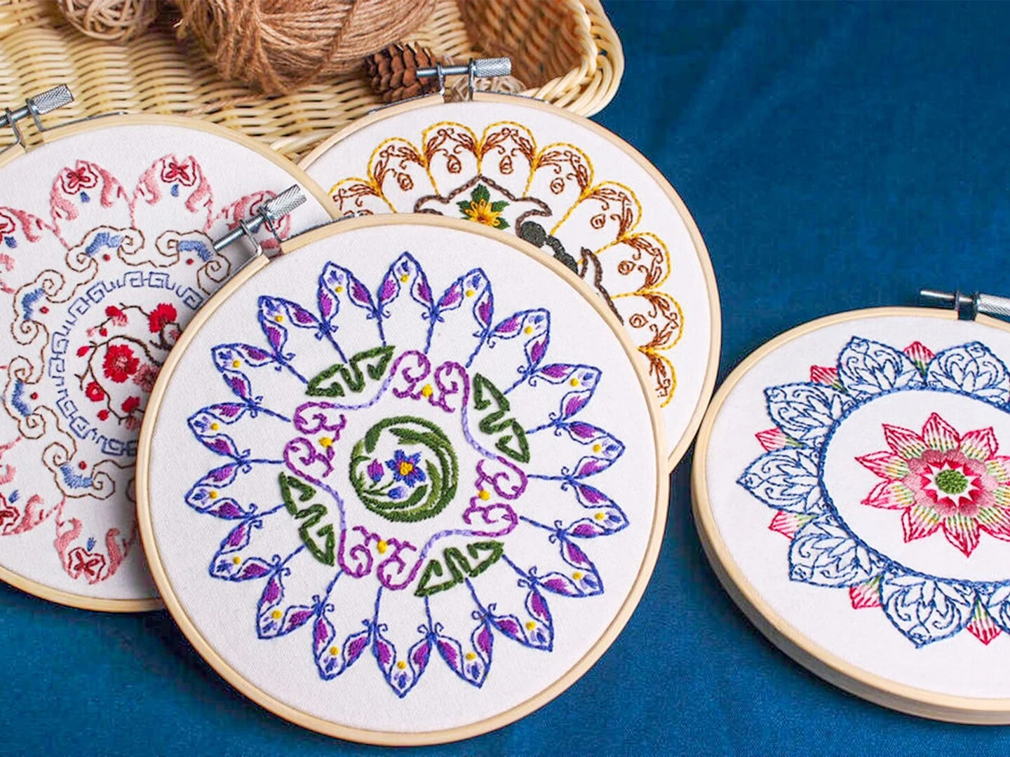 4 Mandala Embroidery Starter Kit With Instruction Plum Blossom Chrysanthemum Orchid Lotus Needlepoint Cross Stitch Kit With Embroidery Hoop Threads Needle Scissors For Beginners DIY Craft 19 4 Mandala Embroidery Starter Kit With Instruction Plum Blossom Chrysanthemum Orchid Lotus Needlepoint Cross Stitch Kit With Embroidery Hoop Threads Needle Scissors For Beginners DIY Craft - Image 17