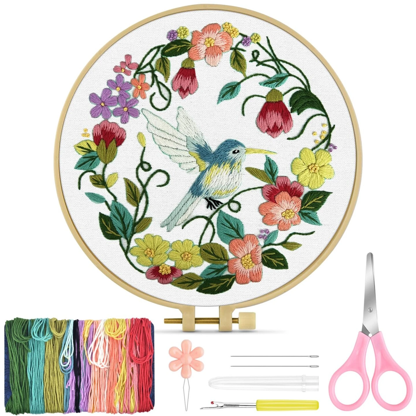 Embroidery Kit For Beginners Adult, Hummingbird Embroidery Kit For Beginners Include Embroidery Cloth Hoops Threads For Craft Lover Hand Stitch With Embroidery Skill Techniques 9 Embroidery Kit For Beginners Adult, Hummingbird Embroidery Kit For Beginners Include Embroidery Cloth Hoops Threads For Craft Lover Hand Stitch With Embroidery Skill Techniques - Image 7