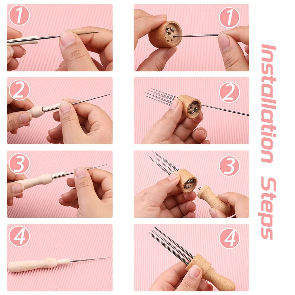 Needle Felting Tools, Needle Felting Supplies, Needle Felting Kit With 3 Size 30Pcs Needles Felting Needles,Wooden Handle, Finger Cots, Perfect For DIY Felting Wool Projects 7 Needle Felting Tools, Needle Felting Supplies, Needle Felting Kit With 3 Size 30Pcs Needles Felting Needles,Wooden Handle, Finger Cots, Perfect For DIY Felting Wool Projects - Image 5