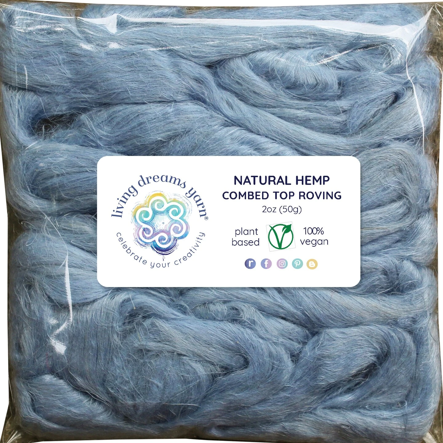 Hemp - Beautifully Dyed Vivid Colors, Combed Top Roving For Spinning, Blending, Felting, Weaving. Glacier 4 Hemp - Beautifully Dyed Vivid Colors, Combed Top Roving For Spinning, Blending, Felting, Weaving. Glacier - Image 2