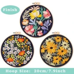 REEWISLY 3Pcs Embroidery Starter Kit With Patterns And Instructions, DIY Adult Cross Stitch Kits Beginner, Including 3 Plastic Embroidery Rings, 1 Scissors, Colored Threads And Needles -Michaels Stores 501475613847216