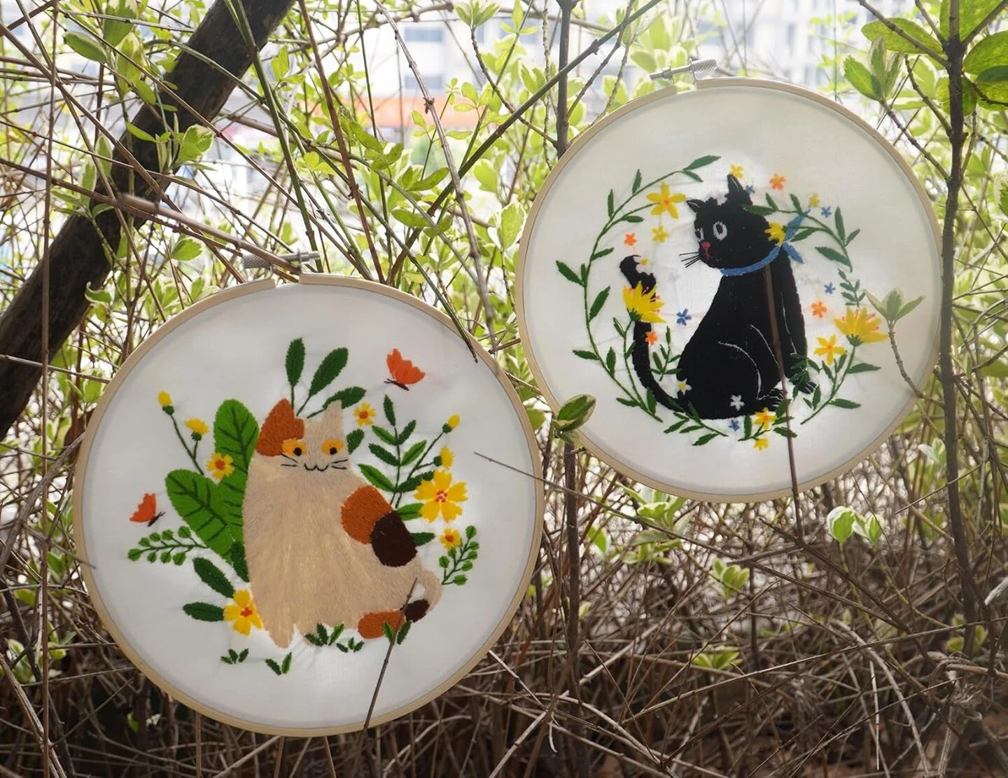 Embroidery Kit For Beginners, 3 Sets Embroidery Kit For Craft Lover Handy Stitch With Embroidery Fabric With Pattern,Full Range Accessories (Cats) Plant 8 Embroidery Kit For Beginners, 3 Sets Embroidery Kit For Craft Lover Handy Stitch With Embroidery Fabric With Pattern,Full Range Accessories (Cats) Plant - Image 6