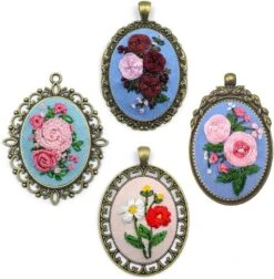 4 Pieces Silk Embroidery Pendant Kit For Beginner -Michaels Stores 526981649987248 1
