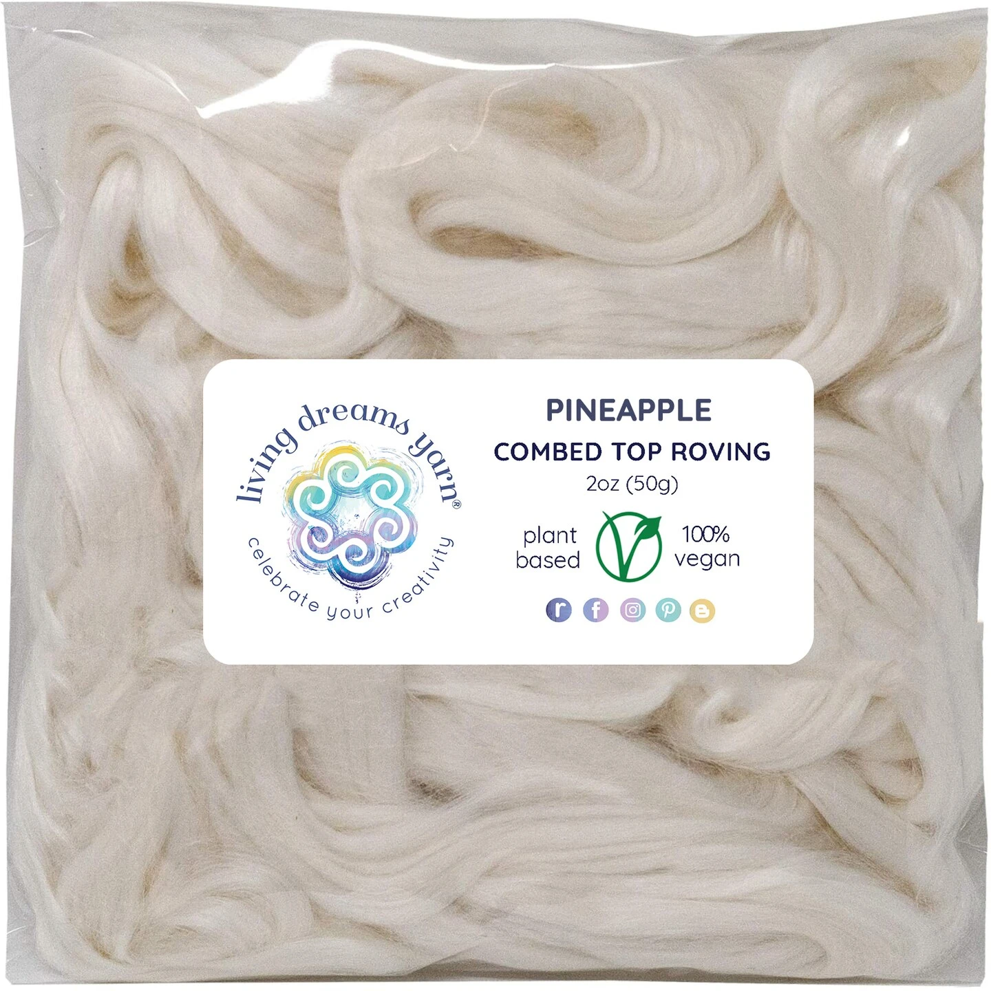 2oz Pineapple Fiber: Natural White Undyed Combed Top Roving. Plant Based, Eco Friendly, Vegan 9 2oz Pineapple Fiber: Natural White Undyed Combed Top Roving. Plant Based, Eco Friendly, Vegan - Image 7