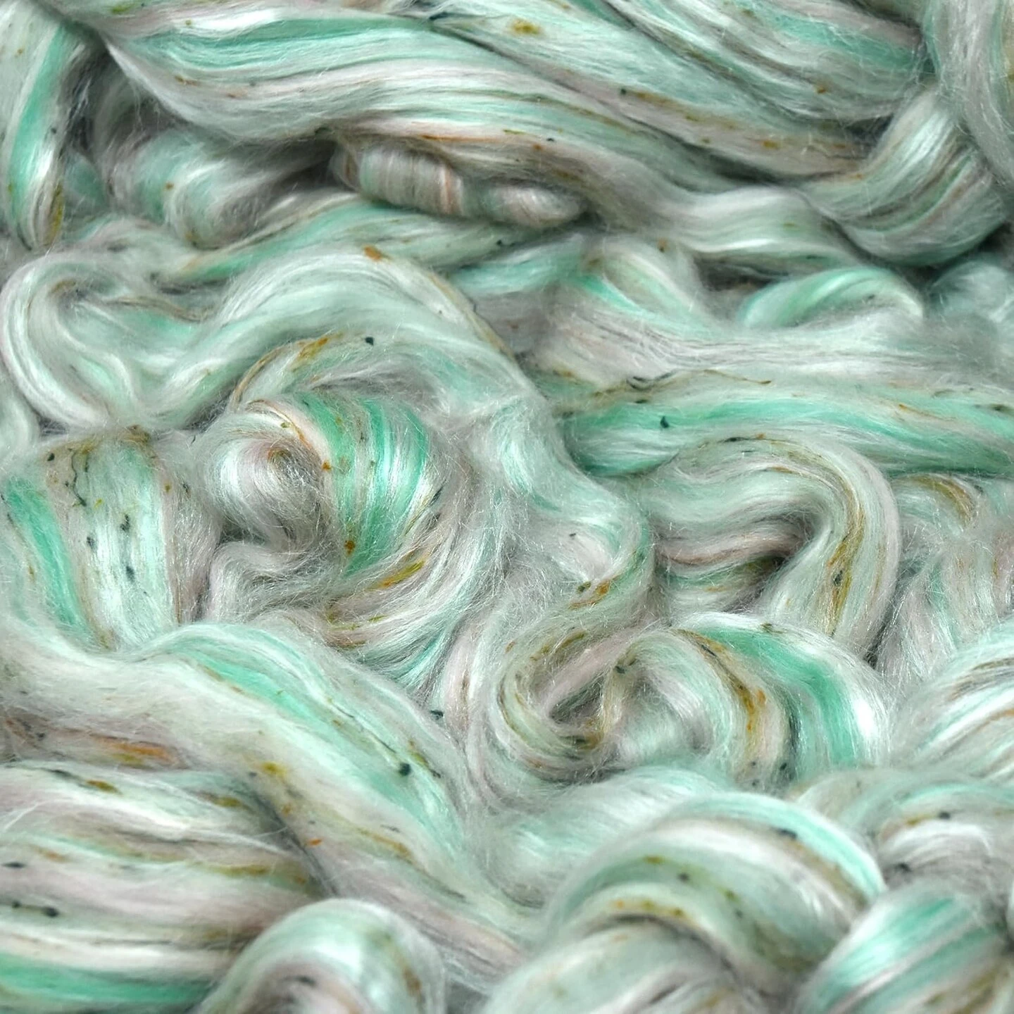 Designer Blend Merino, Silk, Tweed Top Roving. Fancy, Colorful, Exotic - Limited Edition. Mint Chip 9 Designer Blend Merino, Silk, Tweed Top Roving. Fancy, Colorful, Exotic - Limited Edition. Mint Chip - Image 7