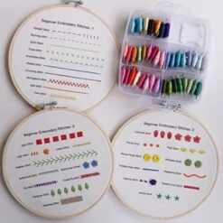 Beginners Embroidery Stitch Practice Kit, 3 Sets Embroidery Kit To Learn 30 Different Stitches For Craft Lover Hand Stitch With Embroidery Fabric With Embroidery Skill Techniques -Michaels Stores 543820240520416 2