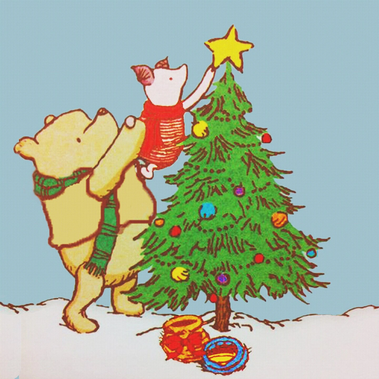 Pooh Bear Piglet Decorate The Christmas Tree Counted Cross Stitch Pattern 10 Pooh Bear Piglet Decorate The Christmas Tree Counted Cross Stitch Pattern - Image 8