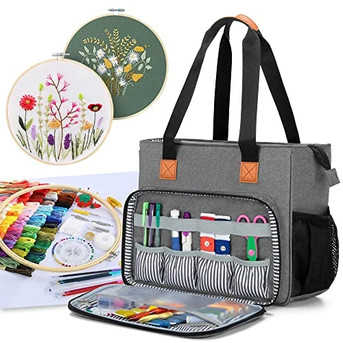 Embroidery Project Carrying Bag, Embroidery Kits Storage Bag (Bag Only), Gray 10 Embroidery Project Carrying Bag, Embroidery Kits Storage Bag (Bag Only), Gray - Image 8