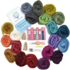 Extra Large Needle Felting Starter Kit Includes 20 Premium Wool Colors, 50 Needles And Tools, Text And Video Guide. Craft Kit For Beginners, Kids And Adults -Michaels Stores 546374340988064 1