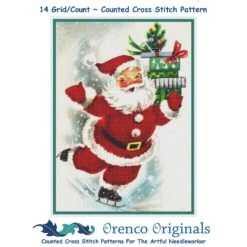 Father Christmas Santa Claus Skating # 757 Counted Cross Stitch Pattern -Michaels Stores 549368795988448 2