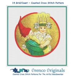 Elf Baby At A Santa Lucia Festival Jenny Nystrom Counted Cross Stitch Pattern -Michaels Stores 549368898748896 2