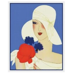 Art Deco Flapper Hat With A Red Flower Counted Cross Stitch Pattern -Michaels Stores 5498116218929 1