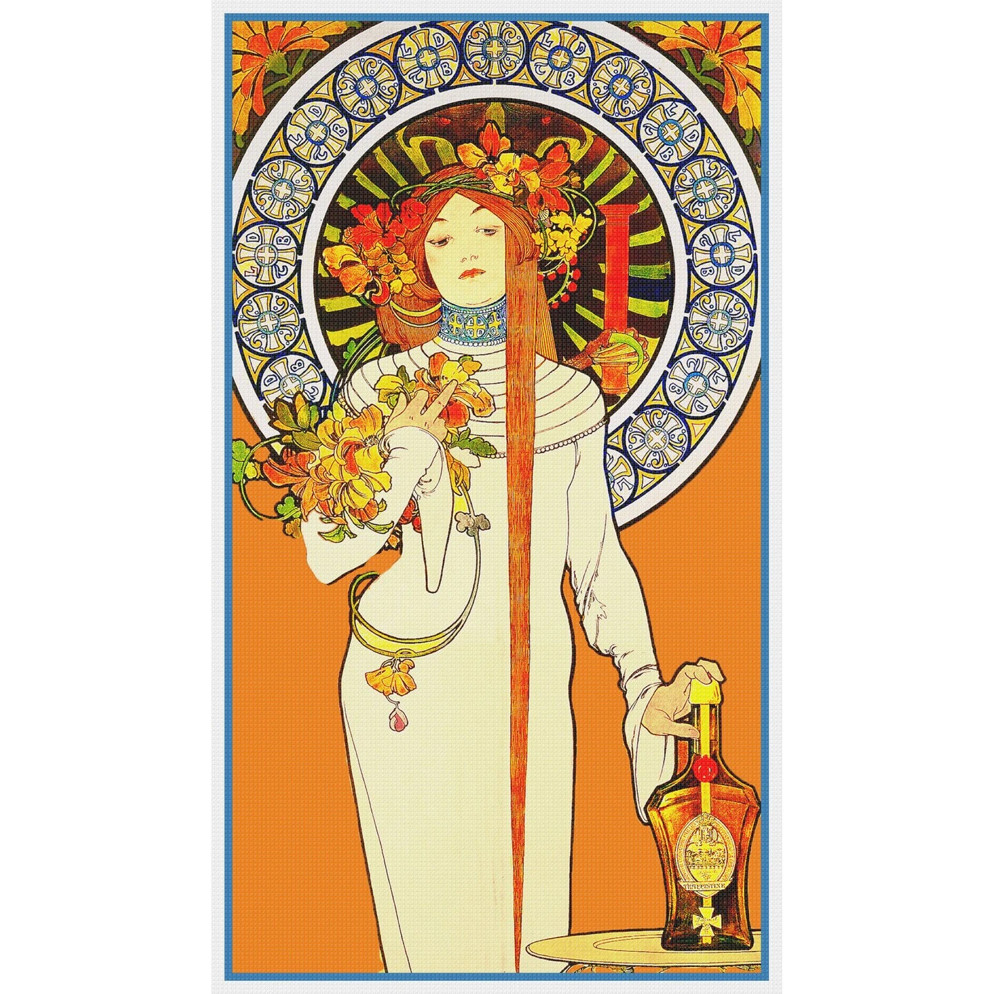 Art Nouveau Alphonse Mucha's La Trappistine Poster Counted Cross Stitch Pattern 9 Art Nouveau Alphonse Mucha's La Trappistine Poster Counted Cross Stitch Pattern - Image 7