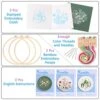 3 Pack Embroidery Starter Kit With Pattern, Kissbuty Full Range Of Stamped Embroidery Kit Including Embroidery Fabric With Pattern, Bamboo Embroidery Hoops, Color Threads And Tools Kit (Floral Plants)