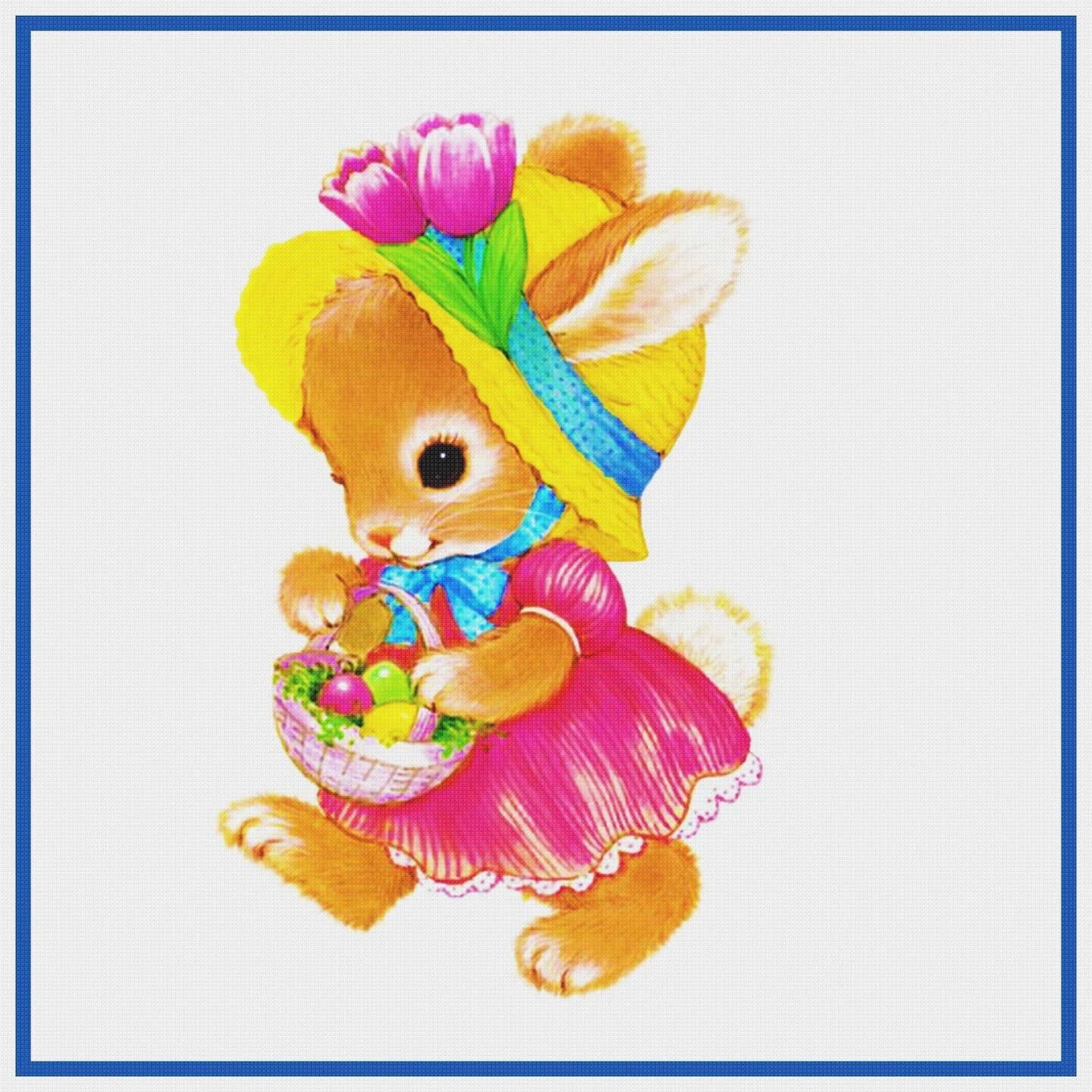 Contemporary Easter Bunny Pink Dress Basket Of Eggs Counted Cross Stitch Pattern 9 Contemporary Easter Bunny Pink Dress Basket Of Eggs Counted Cross Stitch Pattern - Image 7