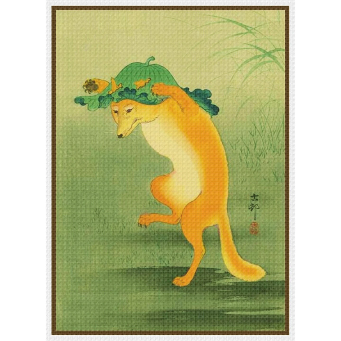 The Dancing Fox Ohara Koson Shoson Counted Cross Stitch Chart Pattern 4 The Dancing Fox Ohara Koson Shoson Counted Cross Stitch Chart Pattern - Image 2