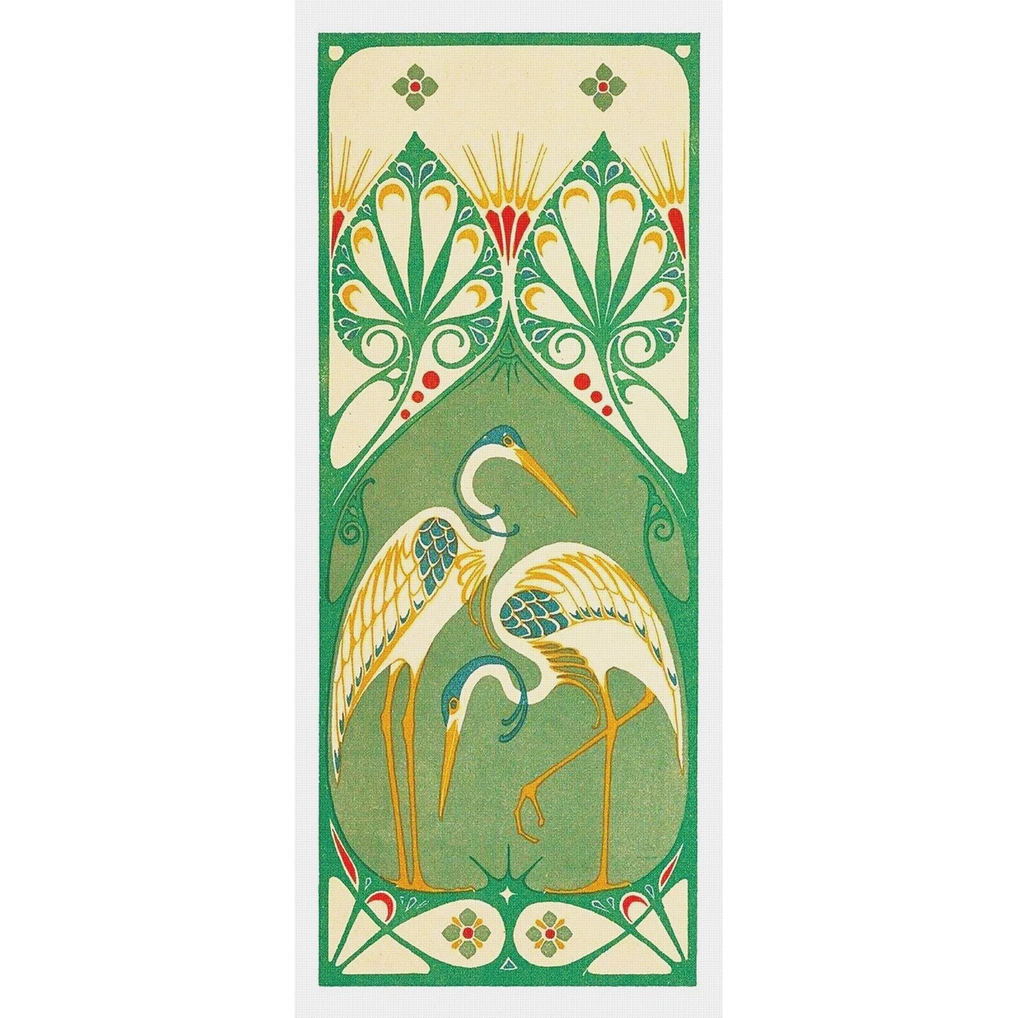 Art Nouveau Two Cranes Bird Design Counted Cross Stitch Pattern 14 Art Nouveau Two Cranes Bird Design Counted Cross Stitch Pattern - Image 12