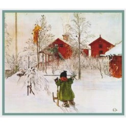 Scandinavian Carl Larsson Yard Wash House In Snow Counted Cross Stitch Pattern -Michaels Stores 5596904693681 2
