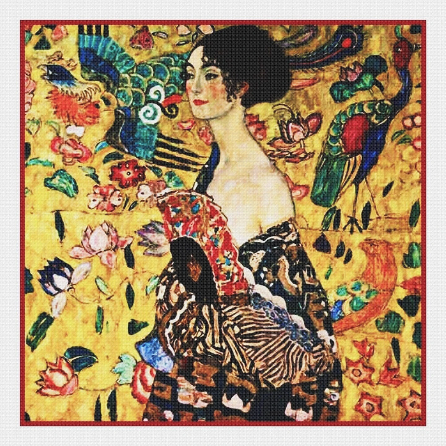 Art Nouveau Gustav Klimt Lady With Fan Counted Cross Stitch Chart Pattern 4 Art Nouveau Gustav Klimt Lady With Fan Counted Cross Stitch Chart Pattern - Image 2
