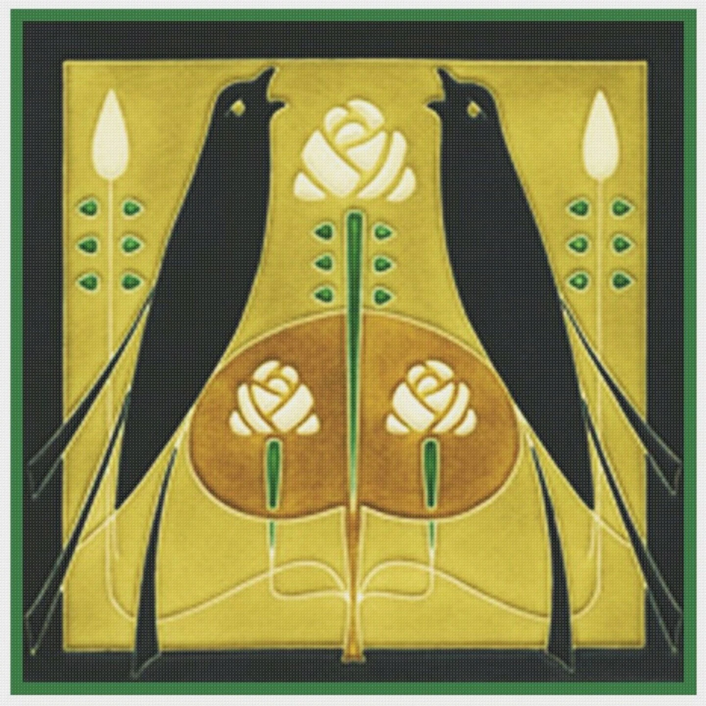 Talwin Morris's Arts & Crafts Songbird Design Counted Cross Stitch Pattern 14 Talwin Morris's Arts & Crafts Songbird Design Counted Cross Stitch Pattern - Image 12