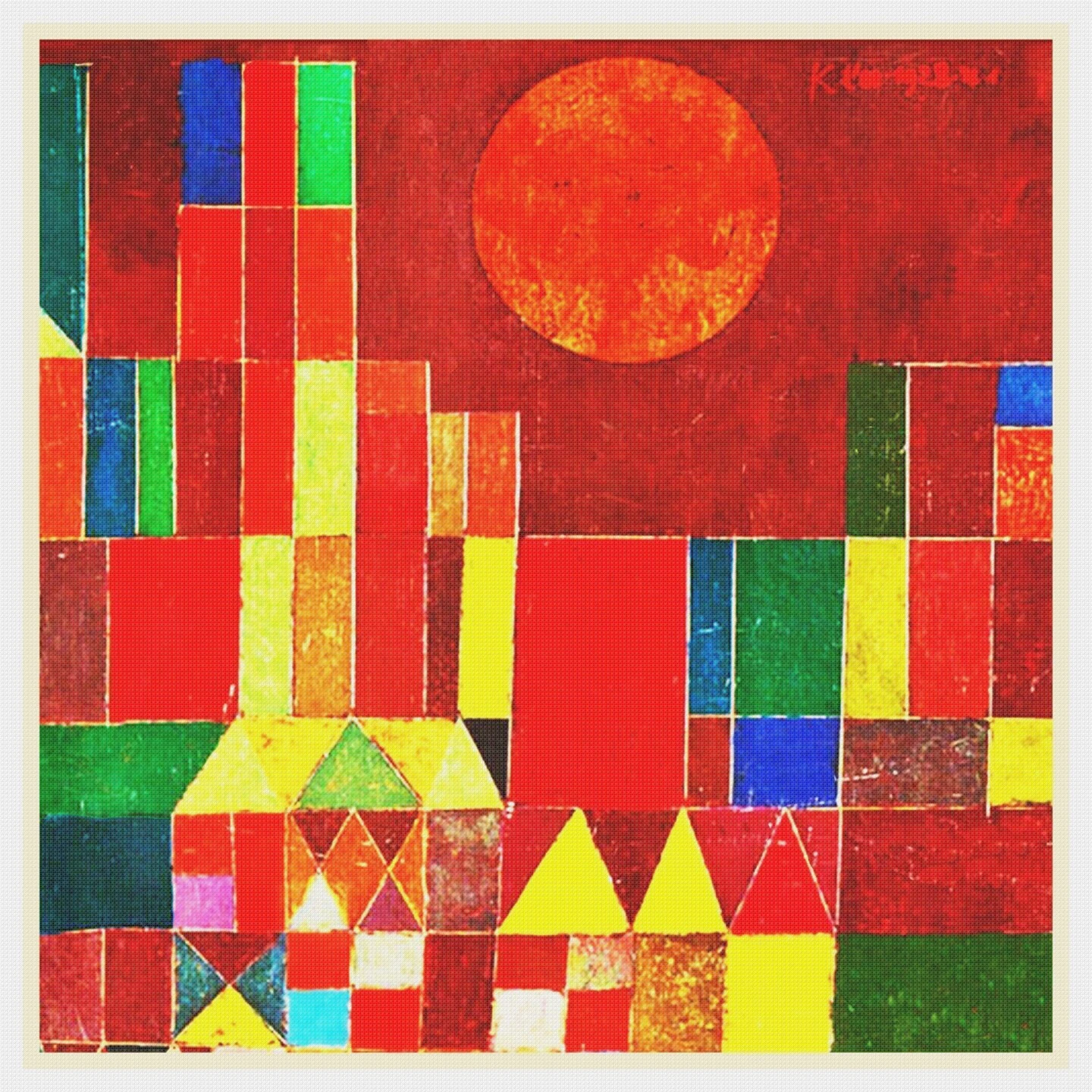 Expressionist Klee Castle Sun Detail Counted Cross Stitch Chart Pattern 14 Expressionist Klee Castle Sun Detail Counted Cross Stitch Chart Pattern - Image 12