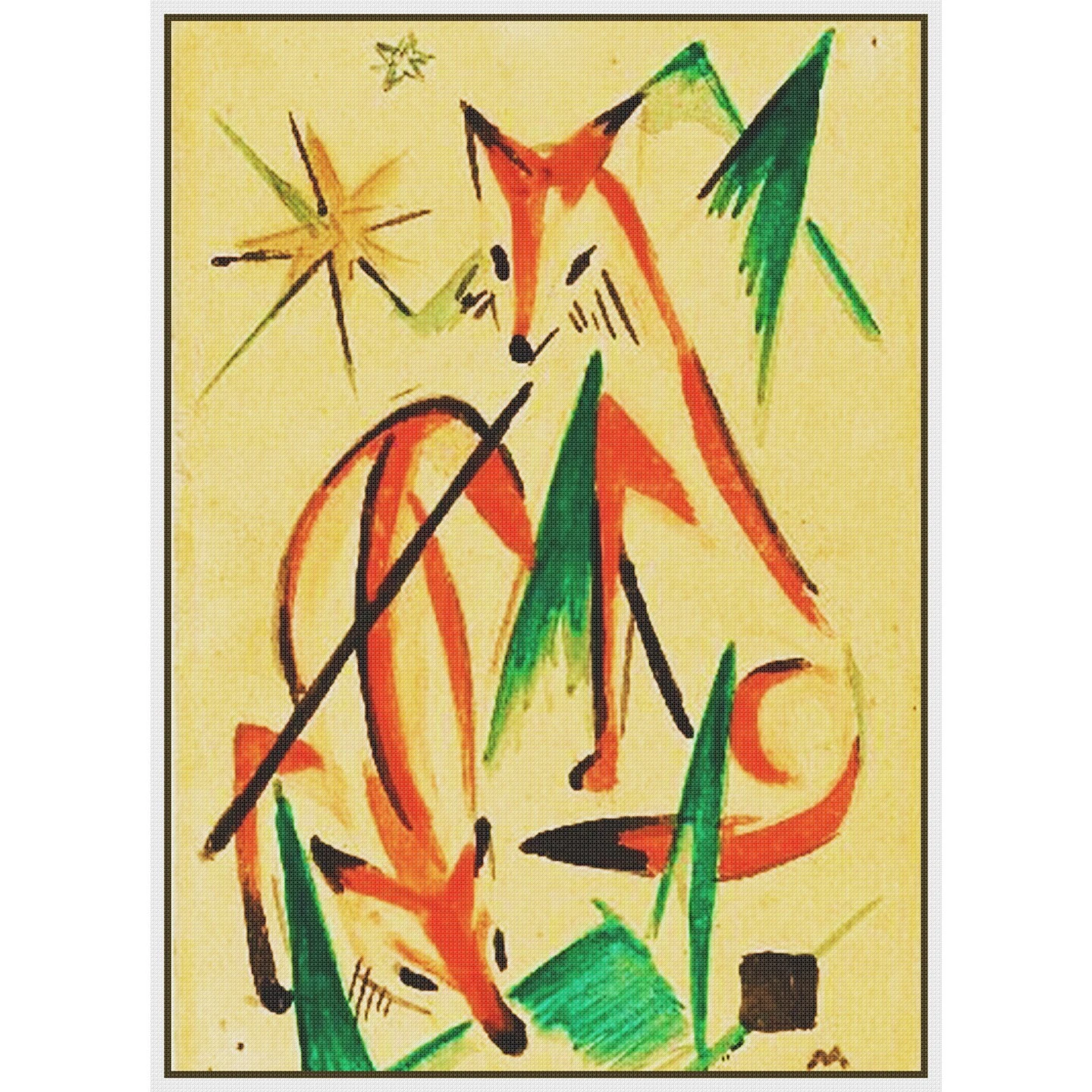 Two Foxes Sketch By Expressionist Artist Franz Marc Counted Cross Stitch Pattern 9 Two Foxes Sketch By Expressionist Artist Franz Marc Counted Cross Stitch Pattern - Image 7