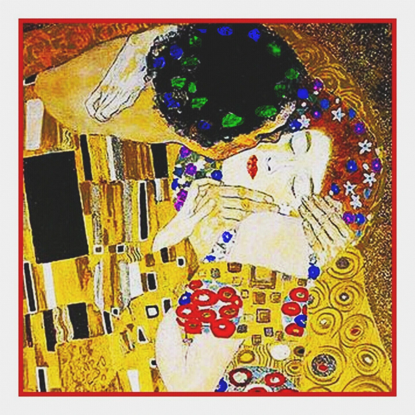 Art Nouveau Artist Gustav Klimt The Kiss Detail Counted Cross Stitch Pattern 9 Art Nouveau Artist Gustav Klimt The Kiss Detail Counted Cross Stitch Pattern - Image 7