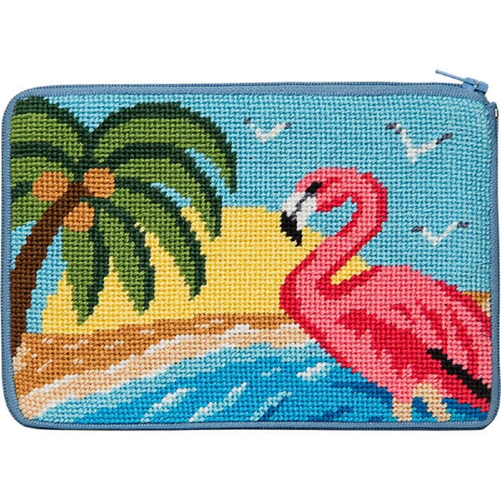 Alice Peterson Stitch & Zip Needlepoint Purse/Cosmetic Case Kit - SZ607 Flamingo Multicolor 3 Alice Peterson Stitch & Zip Needlepoint Purse/Cosmetic Case Kit - SZ607 Flamingo Multicolor