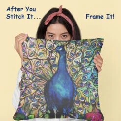 Peacocks Glory Square Detail Inspired By Louis Comfort Tiffany Counted Cross Stitch Pattern -Michaels Stores 5860771035243 1