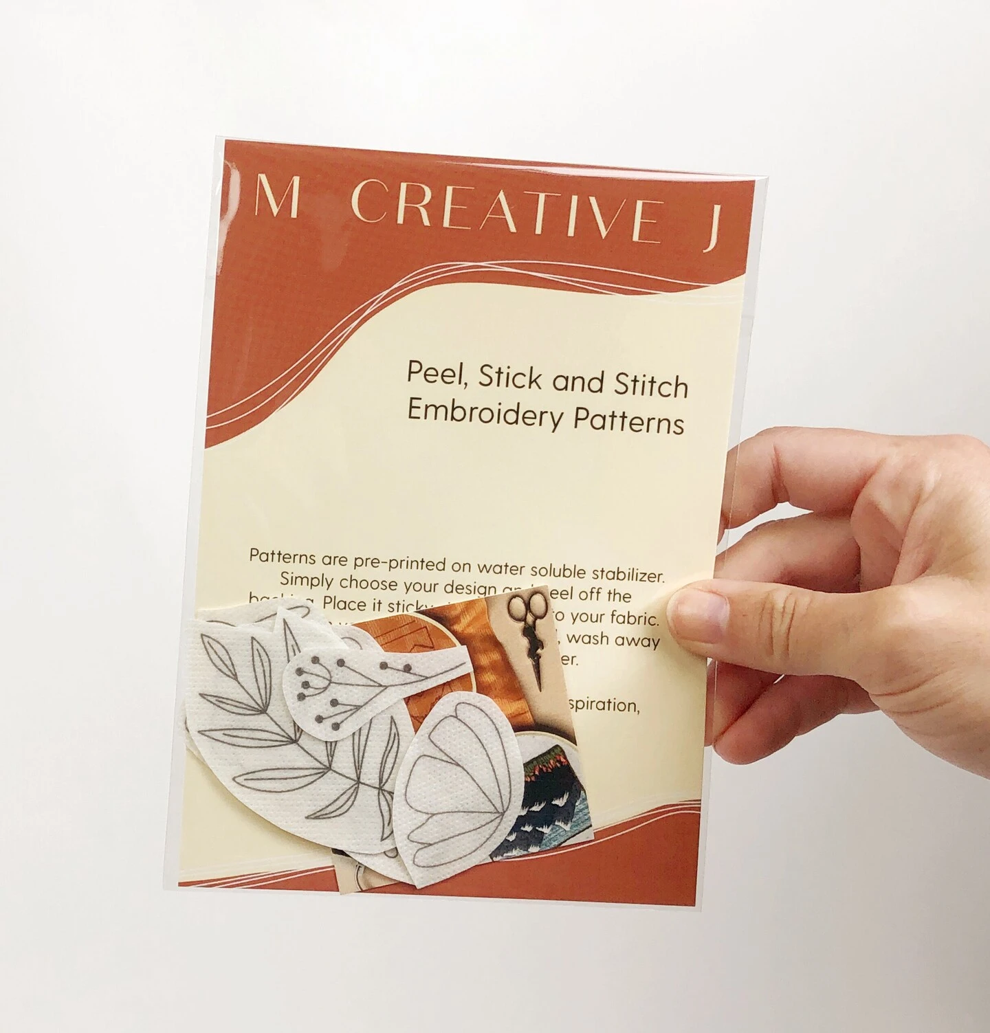 MCreativeJ Florals - Peel Stick And Stitch Hand Embroidery Patterns 5 MCreativeJ Florals - Peel Stick And Stitch Hand Embroidery Patterns - Image 3