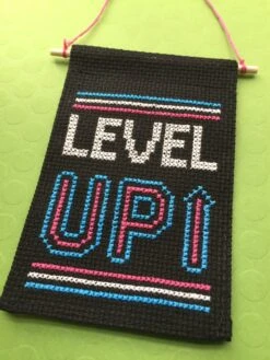 Level Up Tiny Banner Counted Cross Stitch Kit -Michaels Stores 6108591281721 2