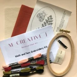 MCreativeJ Moth And Fern - Intermediate 3D Hand Embroidery DIY Craft Kit -Michaels Stores 6108623093305 2