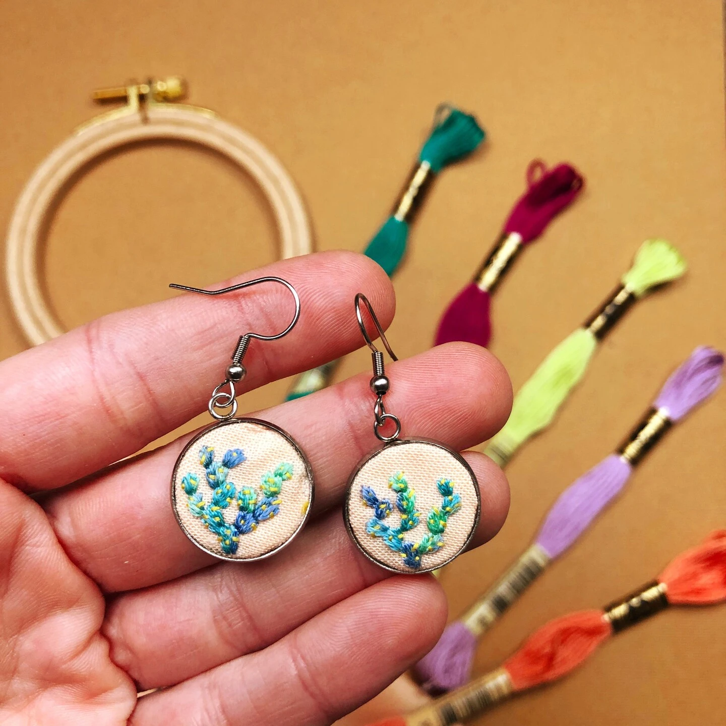 MCreativeJ Embroidered Mushroom, Flower, Cactus Earrings - Beginner DIY Craft Kit 14 MCreativeJ Embroidered Mushroom, Flower, Cactus Earrings - Beginner DIY Craft Kit - Image 12