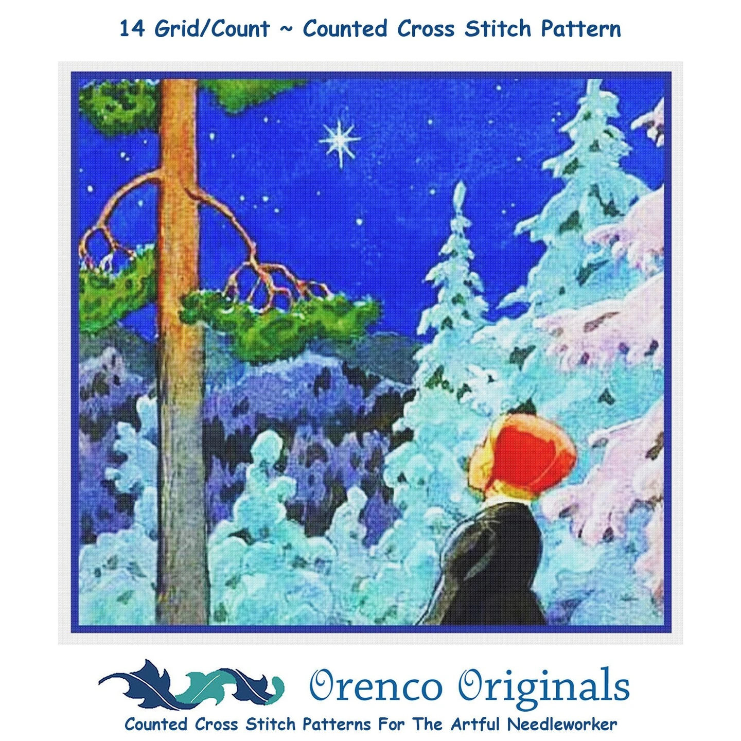 Girl Wishing On Star Snowy Evening By Rudolf Koivu Counted Cross Stitch Pattern 6 Girl Wishing On Star Snowy Evening By Rudolf Koivu Counted Cross Stitch Pattern - Image 4