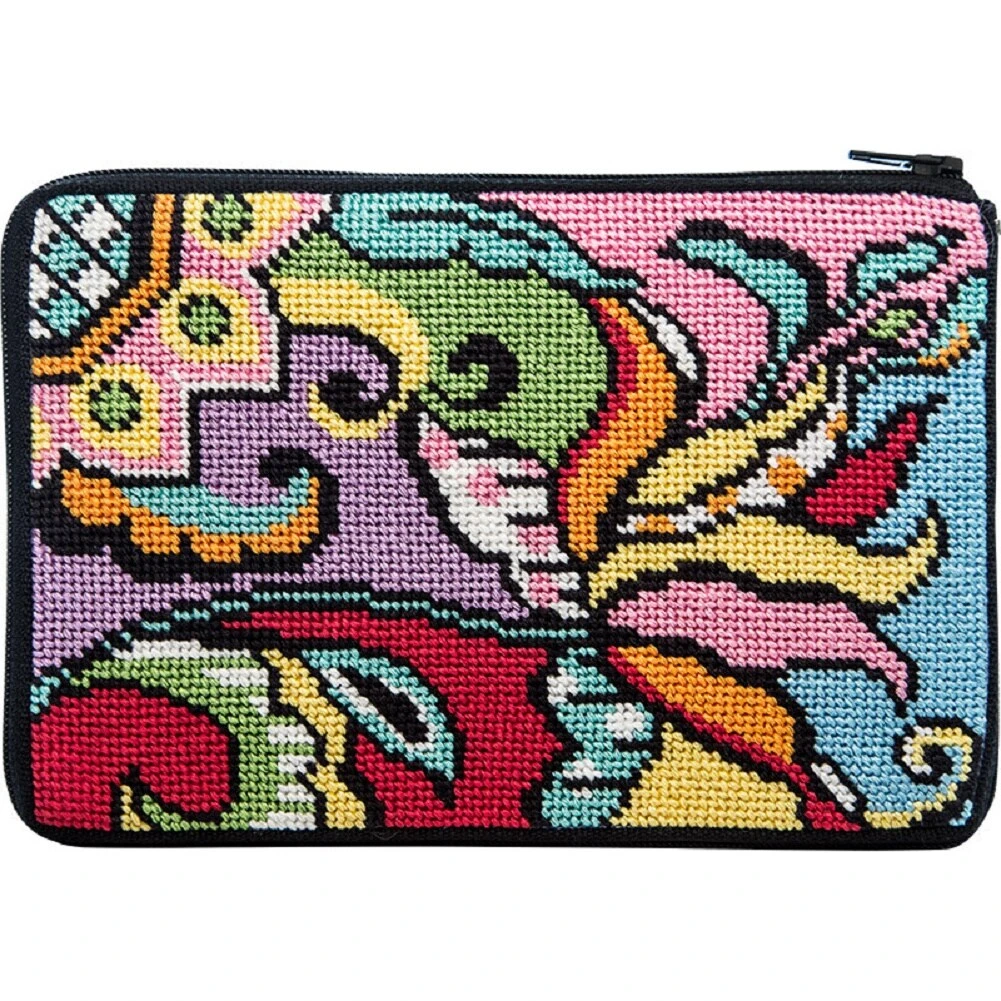Alice Peterson Stitch & Zip Needlepoint Purse/Cosmetic Case Kit - SZ614 Modern Tulip Multicolor 3 Alice Peterson Stitch & Zip Needlepoint Purse/Cosmetic Case Kit - SZ614 Modern Tulip Multicolor