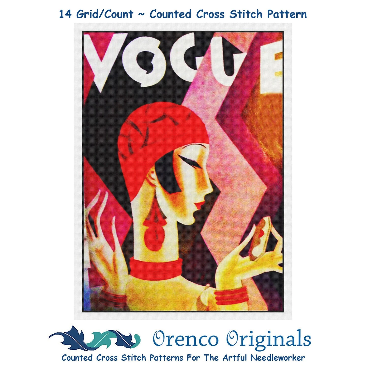 Art Deco Flapper Vogue Cover Eduardo Garcia Benito Counted Cross Stitch Pattern 8 Art Deco Flapper Vogue Cover Eduardo Garcia Benito Counted Cross Stitch Pattern - Image 6