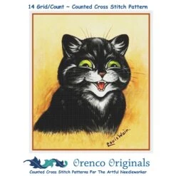 Louis Wain's Smiling Black Kitty Cat Counted Cross Stitch Chart Pattern -Michaels Stores 6437585152969 2