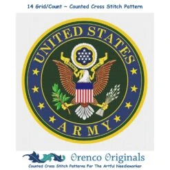 US American Army Crest Insignia Emblem Counted Cross Stitch Chart Pattern