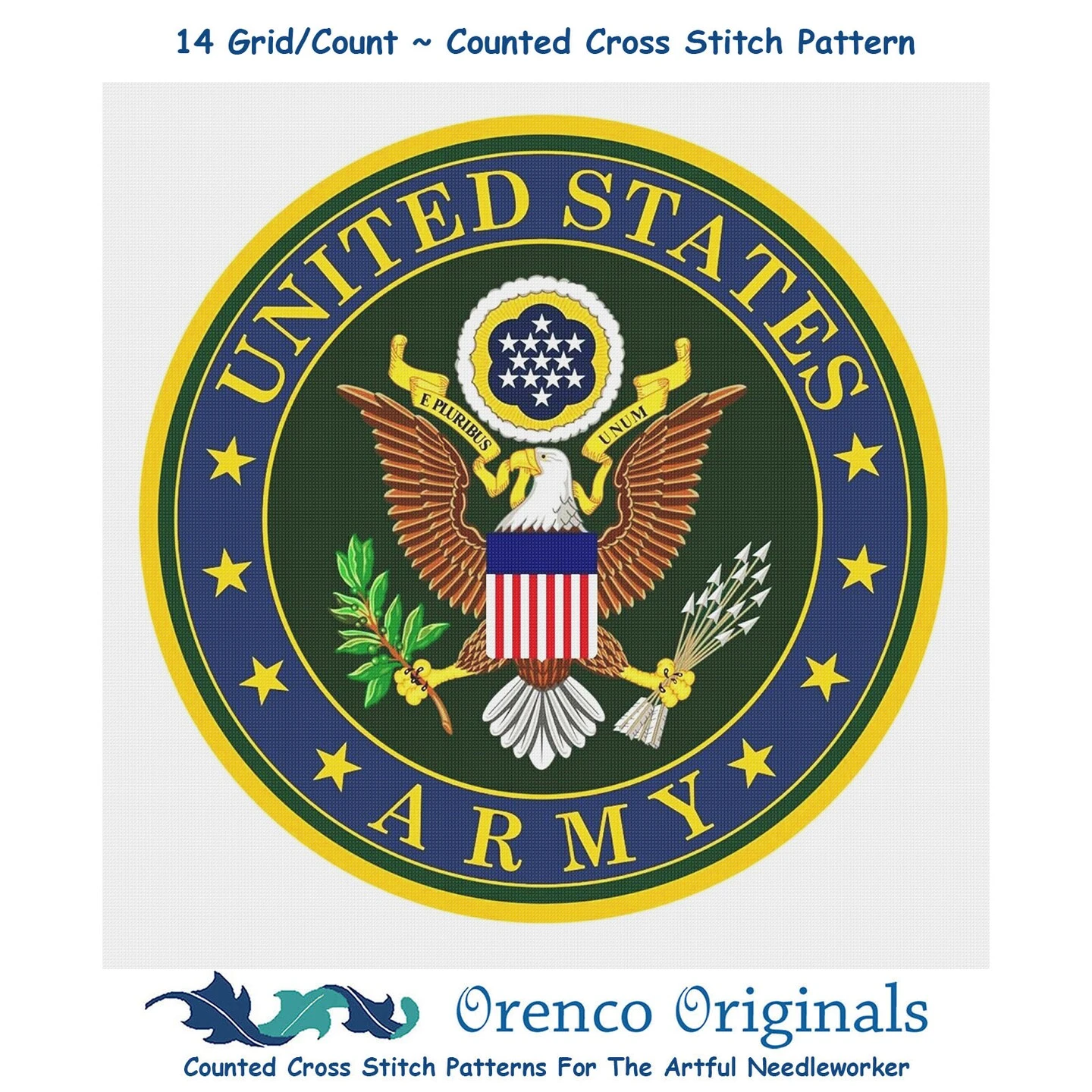US American Army Crest Insignia Emblem Counted Cross Stitch Chart Pattern 3 US American Army Crest Insignia Emblem Counted Cross Stitch Chart Pattern