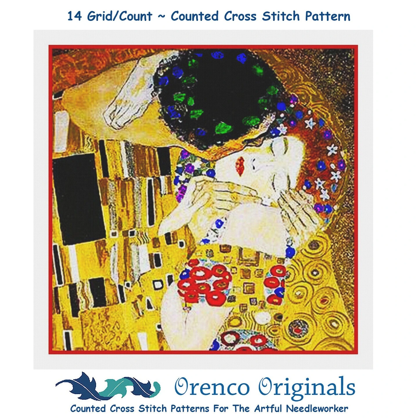 Art Nouveau Artist Gustav Klimt The Kiss Detail Counted Cross Stitch Pattern 8 Art Nouveau Artist Gustav Klimt The Kiss Detail Counted Cross Stitch Pattern - Image 6