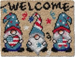 TEZKIM Latch Hook Kits For Adults Kids Christmas Rug Making Kits With Printed Canvas Carpet Tapestry Kits DIY Needlework Doormat Creative Gift Home Decoration 20.5Inch X13.8Inch (Beige) -Michaels Stores 68829356558000 2