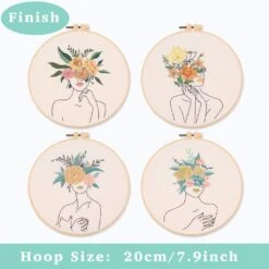 REEWISLY 4 Pcs Of Embroidery Starter Kit With Patterns And Instructions, DIY Adult Beginner Cross Stitch Kits, Including 2 Plastic Embroidery Rings, 1 Pair Of Scissors, Colored Threads And Needles -Michaels Stores 6917584779880442544 1