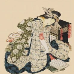 Orenco Originals Hokusai Asian Kimono Courtesan-Square Design Counted Cross Stitch Pattern -Michaels Stores 72060038166524027 2
