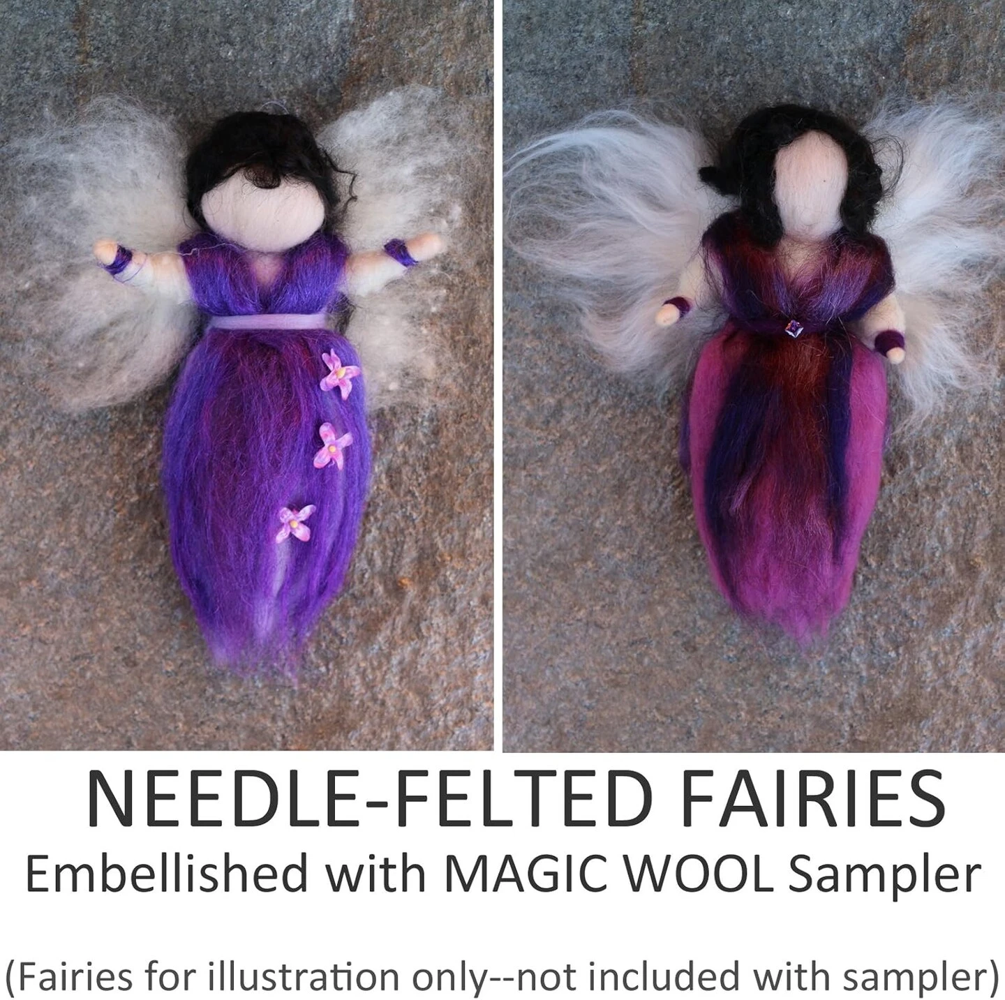 Multi Fiber Sampler - Super Soft Merino Roving, Hand Dyed BFL Wool & Sparkling Firestar For Felting, Spinning, Doll Making Purple 10 Multi Fiber Sampler - Super Soft Merino Roving, Hand Dyed BFL Wool & Sparkling Firestar For Felting, Spinning, Doll Making Purple - Image 8